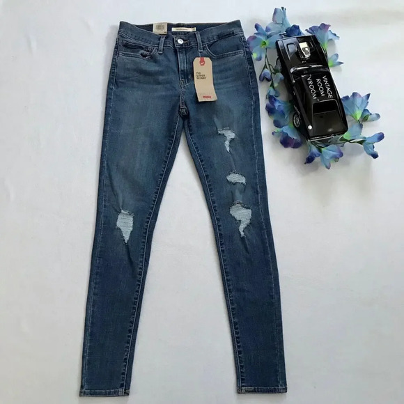 Levi's NWT 710 Super Skinny Distressed Jeans Women 4/27 - Picture 2 of 11